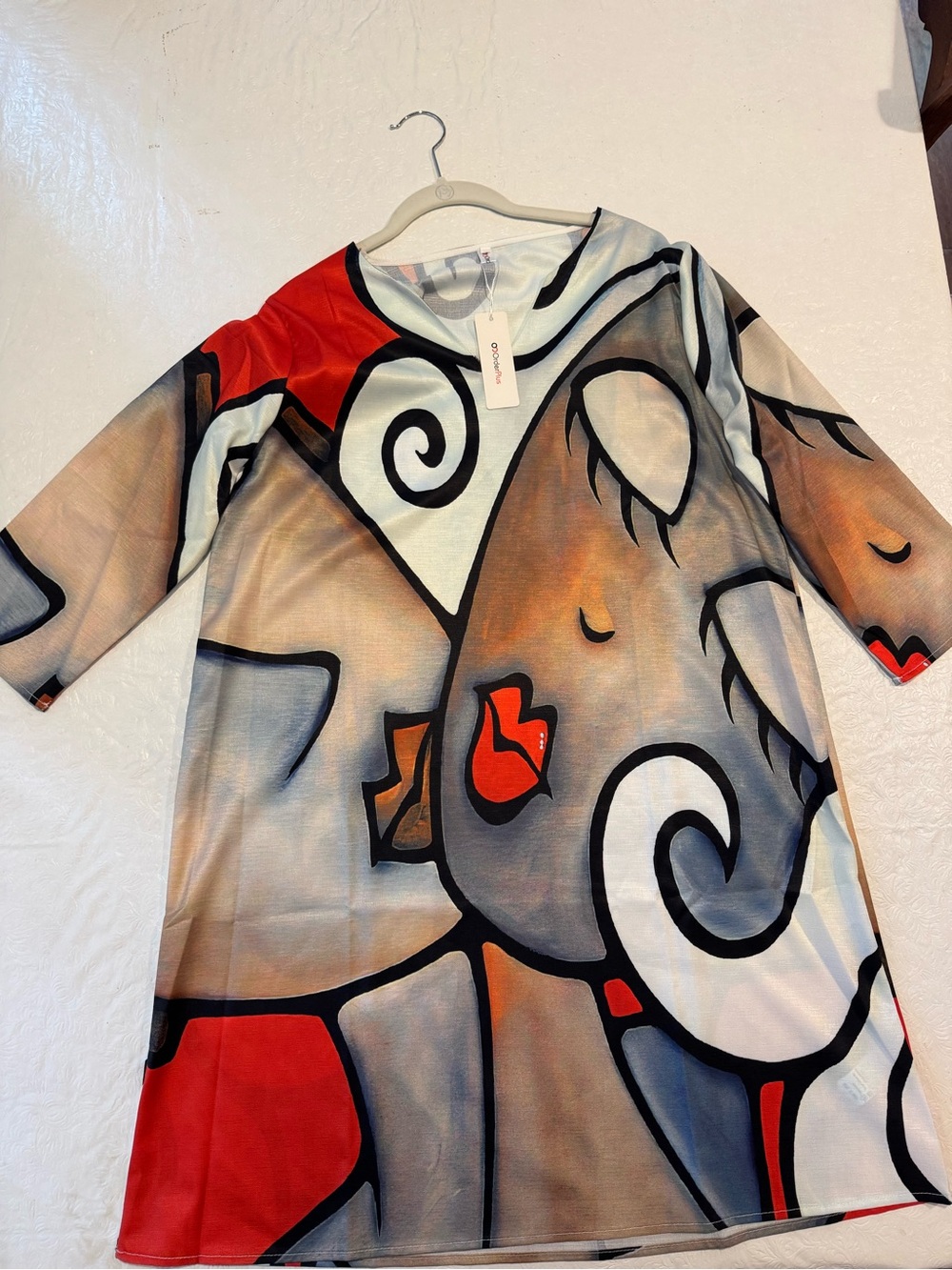 Abstract Art 3/4 sleeve A-line dress